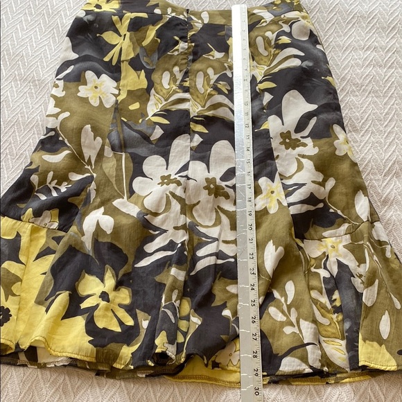 Melanie Lyne Floral A-Line Midi Skirt in Yellow and Olive Boho Feminine Beach - Picture 8 of 10